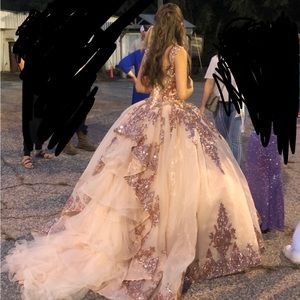 Mori Lee Size 0 Rose Gold Quinceanera Homecoming Dress Formsl ballgown Sequins